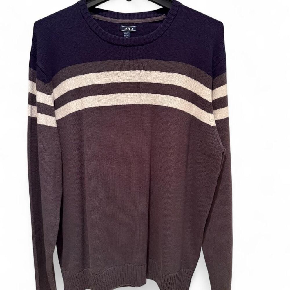 Izod Men's Brown and Purple Jumper